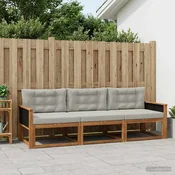 Set vanjskih sofa s jastukom 3 pcs Prirodna i Svjetlosiva