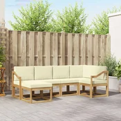 Set vanjskih sofa s jastukom 6 pcs Bijela i krem Poliester
