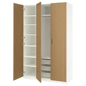 PAX/TONSTAD Garderobni sestav, bela/hrastov furnir, 150x60x236 cm