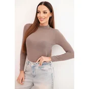 Kesi Włoski Womens cashmere blouse with a delicate turtleneck and long sleeves fango