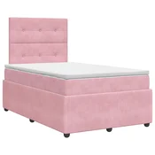 vidaXL Postelja boxspring z vzmetnico Roza 120 x 200 cm Žamet