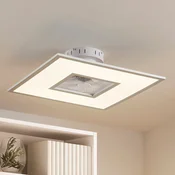 Stropni ventilator Lindby LED Romea, kotni, DC, tihi, 60 cm - Dnevna soba/jedilnica - Sodobni - bela, srebrna - Plastika