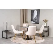 Venture Design Jedilna miza in komplet stolov Estelle, miza 106x75 cm, stol 66x88,5x50 cm, bež