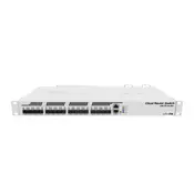 MikroTik Cloud Router Switch 317-1G-16S+RM with 800MHz CPU, 1GB RAM, 1xGigabit LAN, 16xSFP+ cages, RouterOS L6 or SwitchOS (dual boot), passive cooling 1U rackmount enclosure, Dual redundant PSU (CRS317-1G-16S+RM)