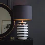 PR Home Namizna svetilka Gatsby, O 30 cm, keramika/tekstil - Dnevna soba/jedilnica - črna, zlata, bela - Tkanine/tekstil