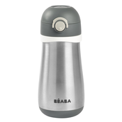 Fľaša Bidon s dvojitými stenami Stainless Steel Bottle Beaba Mineral Grey 350 ml z nehrdzavejúcej ocele sivá od 18 mes BE913540