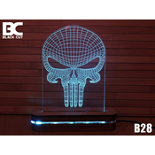 Black Cut 3D Lampa Skull Svetlo plava