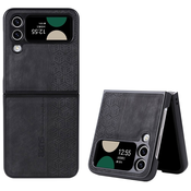 Premium ovitek Cube Leather za Samsung Galaxy Z Flip4 z vgrajeno zaščito zadnjih kamer - graphite black