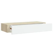 Vidaxl Stenska polica s predali hrast in bela 60x23,5x10 cm MDF