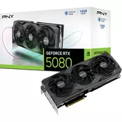 PNY GeForce RTX 5080 OC, graphics card DLSS 4, 3x DisplayPort, 1x HDMI 2.1