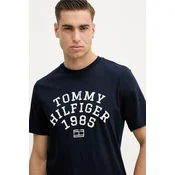 Bombažna kratka majica Tommy Hilfiger moška, mornarsko modra barva, MW0MW41470