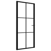 vidaXL Notranja vrata ESG steklo in aluminij 93x201,5 cm črna