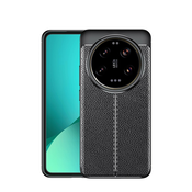 Elegantna gel maska Elite Guard s teksturom kože i zaštitom rubova za Xiaomi 14 Ultra - obsidian black