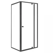 Flexi kotna asimetrična tuš kabina 80x90 cm brez tuš pladnja črna