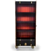 Casa Padrino luxury shelf cabinet in suitcase optics black/red/brown/brass 84 x 35 x H. 200 cm - Solid wood suitcase cabinet with wheels - Office cabinet - Office furniture - Luxury furniture