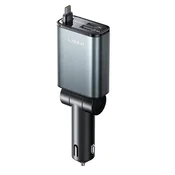 Avtomobilski 57W polnilec Lisen YL0325010016 3v1 z USB-C izvlečnim kablom - black