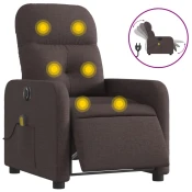 MAISON CHIC Električni masažni naslanjač - Relax naslanjač temno rjavo blago, (22134210)