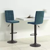Vidaxl vidaXL Barski stoli, komplet 2 kosov, modri, oblazinjeni z žametom