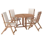 NÄMMARÖ Sto i 4 fleksibilne fotelje, spolja, svetlosmede bajcovano/Frösön/Duvholmen bež, 130 cm