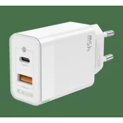 Jellico C107 hišni polnilec GaN QC / PD 45W vhod USB A in Type C - Original (EU Blister) - bel