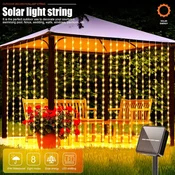 Solarne dekorativne lampice zavesa žuta 3x3m