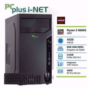 PCPLUS i-NET Ryzen 5 5600G 8GB 512GB NVMe M.2 SSD miška tipkovnica W10PRO