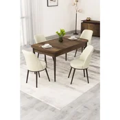 Hanah Home trpezarijski set Rax, sto na razvlacenje i 4 stolice, ploca u dekoru drveta Baroque, krem tkanina Babyface