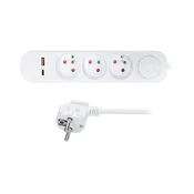 Solight PP111PD20 - Produžni kabl sa prekidacem, 3 uticnice i USB-A/USB-C prikljuccima za punjenje, 2 m
