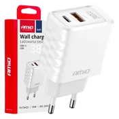 slomart AMiO GaN omrežni polnilnik 38W, USB-A + USB-C