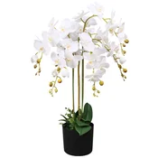 Vidaxl Umetna rastlina orhideja v loncu 75 cm bela