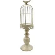 Nikcorp Dekorativni svijecnjak kavez za ptice, vintage stil za vjencanje, metalni, za ugodnu atmosferu i aromaterapiju, bijeli, 30 cm