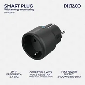 DELTACO SMART HOME mini uticnica, LED, WiFi 2.4GHz, kontrola potrošnje, 1xCEE 7/3, 15A, Timer, CRNA