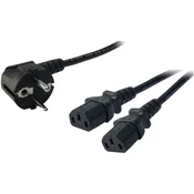 LOGILINK LogiLink tok priključni kabel [1x kotni varnostni moški konektor - 2x moški konektor IEC\, C13] 1.70 m črna, (20415055)