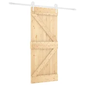 Vidaxl Drsna vrata Naravna in bela 80 x 210 cm Trdna borovina
