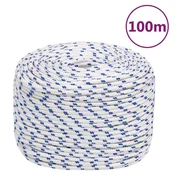 Vidaxl vidaXL Jadralna vrv, bela, 10 mm, 100 m, polipropilen