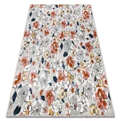 eoshop Preproga Structural BOTANIC 65239 Flowers, ravno tkana za balkon, teraso - siva ( - Velikost: 78x150 cm)