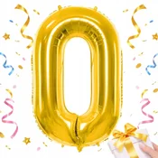 GR FOLIJA BALON ŠTEVILKA 0 ZLAT 66 cm DEKORACIJA ZA ROJSTNODNEVNO ZABAVO ZLAT