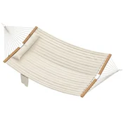 Homestar Zunanja viseča mreža 200x140 cm krem z naslonom za glavo in žepom za revije