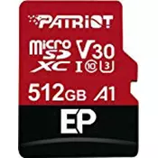 MicroSDXC karta PATRIOT 512GB V30 A1 Class 10 U3 100/80MB/s + adaptér