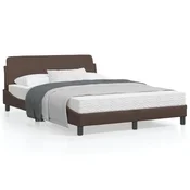 shumee vidaXL Posteljni okvir z vzglavjem rjav 140x190 cm umetno usnje