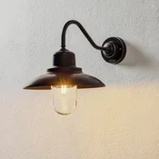 Moretti Luce Zunanja stenska svetilka Patio, brušena medenina, ukrivljena - Pomorski - brušena medenina, prozorna - Kovina