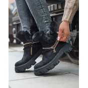 Resti Black womens eco-suede boots with chain Videric - Footwear