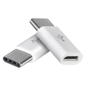 Adapter micro USB-B/USB-C, 2.0, bela, 2 kos