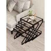 Hanah Home Ela set od 4 umetnuta stocica, crni ram, ploce od providnog stakla