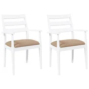 Vidaxl Jedilni stoli z blazinami 2 kosa beli masivni les guma