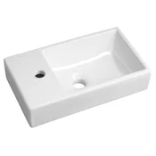 MINOS Keramični umivalnik za garderobo 45x26 cm, mešalnik na levi strani, bel - Bela - 45x10x26 cm - Sapho - SMALL - 24 - Keramika - Pravokotnik - 450 - 100 - 260 - 14