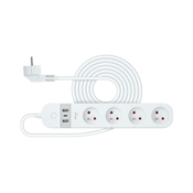 Pametni dodatek kabel s stikalom 4Z + 2xUSB-A+1xUSB-C 1,5m Wi-Fi Tuya bela