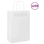 Vidaxl Papirnate vrečke 250 kosov z ročaji bela 21x11x31 cm