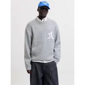 JACK & JONES Pulover JCOLEGACY pegasto siva/bela