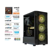 MEGA gaming namizni računalnik TWR S7 Ryzen 5 7600/16GB/1TB SSD/RX 9060 XT/črna
